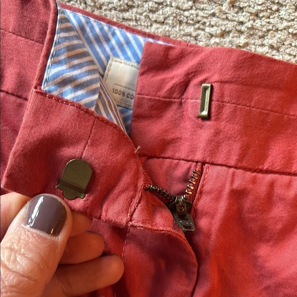 J. Crew 100% Cotton Red Chino Shorts Casual Summer Style